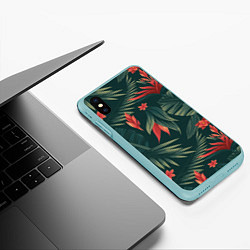 Чехол iPhone XS Max матовый Зеленые тропики, цвет: 3D-мятный — фото 2