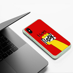 Чехол iPhone XS Max матовый Homer: I love Beer, цвет: 3D-салатовый — фото 2