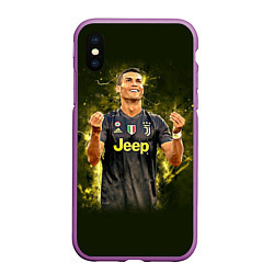 Чехол iPhone XS Max матовый Ronaldo: Juve Sport, цвет: 3D-фиолетовый