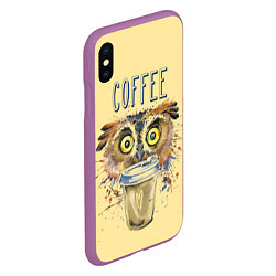 Чехол iPhone XS Max матовый Owls like coffee, цвет: 3D-фиолетовый — фото 2