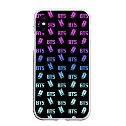 Чехол iPhone XS Max матовый BTS: Neon Gradient, цвет: 3D-белый