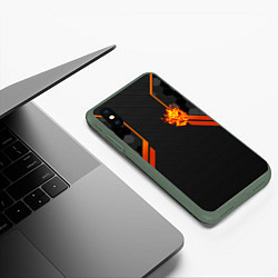 Чехол iPhone XS Max матовый Cyberpunk 2077: Samurai Flame, цвет: 3D-темно-зеленый — фото 2