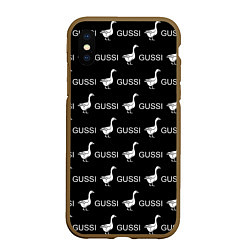 Чехол iPhone XS Max матовый GUSSI: Black Pattern, цвет: 3D-коричневый