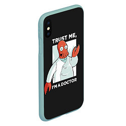 Чехол iPhone XS Max матовый Zoidberg: Trust Me, цвет: 3D-мятный — фото 2