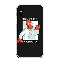 Чехол iPhone XS Max матовый Zoidberg: Trust Me, цвет: 3D-белый