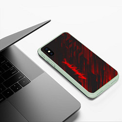 Чехол iPhone XS Max матовый Cyberpunk 2077: Red Breaks, цвет: 3D-салатовый — фото 2