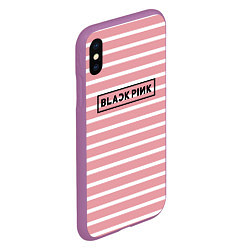 Чехол iPhone XS Max матовый Black Pink: Striped Geometry, цвет: 3D-фиолетовый — фото 2