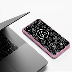 Чехол iPhone XS Max матовый Linkin Park: Pattern, цвет: 3D-розовый — фото 2