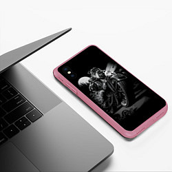 Чехол iPhone XS Max матовый Бульдог-байкер, цвет: 3D-малиновый — фото 2