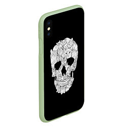 Чехол iPhone XS Max матовый Sketchy Cat Skull, цвет: 3D-салатовый — фото 2