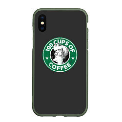 Чехол iPhone XS Max матовый 100 cups of coffee, цвет: 3D-темно-зеленый