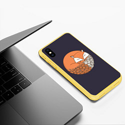 Чехол iPhone XS Max матовый Осенняя лисичка, цвет: 3D-желтый — фото 2