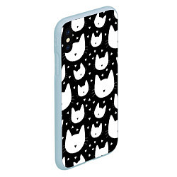 Чехол iPhone XS Max матовый Love Cats Pattern, цвет: 3D-голубой — фото 2