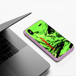 Чехол iPhone XS Max матовый Cyberpunk 2077: Green Breaks, цвет: 3D-сиреневый — фото 2
