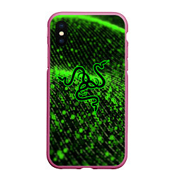 Чехол iPhone XS Max матовый RAZER: Snake Style, цвет: 3D-малиновый