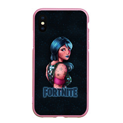 Чехол iPhone XS Max матовый Fortnite Special, цвет: 3D-розовый