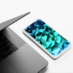 Чехол iPhone XS Max матовый Бирюзовые грани, цвет: 3D-белый — фото 2