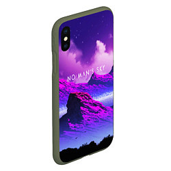 Чехол iPhone XS Max матовый No Man's Sky: Neon Mountains, цвет: 3D-темно-зеленый — фото 2