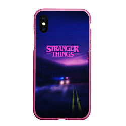 Чехол iPhone XS Max матовый Stranger Things: Neon Road, цвет: 3D-малиновый