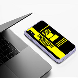Чехол iPhone XS Max матовый PUBG: Yellow Lifestyle, цвет: 3D-светло-сиреневый — фото 2