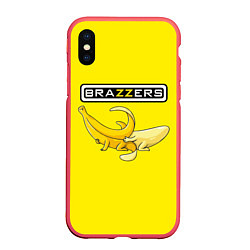Чехол iPhone XS Max матовый Brazzers: Yellow Banana, цвет: 3D-красный