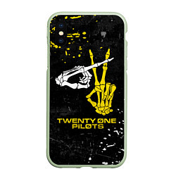 Чехол iPhone XS Max матовый TOP: Skeleton Clique, цвет: 3D-салатовый