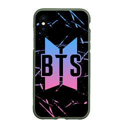 Чехол iPhone XS Max матовый BTS: Love Yourself, цвет: 3D-темно-зеленый