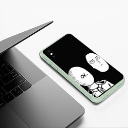 Чехол iPhone XS Max матовый Saitama: One-Punch Man, цвет: 3D-салатовый — фото 2