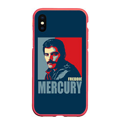 Чехол iPhone XS Max матовый Queen: Freddie Mercury, цвет: 3D-красный