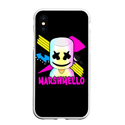 Чехол iPhone XS Max матовый Marshmello DJ, цвет: 3D-белый