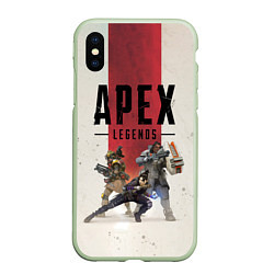 Чехол iPhone XS Max матовый Apex Legends, цвет: 3D-салатовый