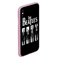 Чехол iPhone XS Max матовый The Beatles: Black Side, цвет: 3D-розовый — фото 2