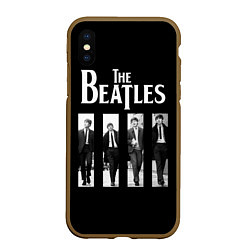Чехол iPhone XS Max матовый The Beatles: Black Side, цвет: 3D-коричневый