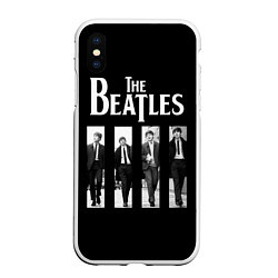 Чехол iPhone XS Max матовый The Beatles: Black Side, цвет: 3D-белый