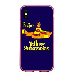 Чехол iPhone XS Max матовый The Beatles: Yellow Submarine, цвет: 3D-малиновый