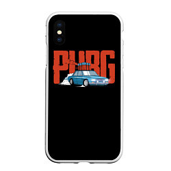 Чехол iPhone XS Max матовый PUBG Run, цвет: 3D-белый