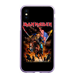 Чехол iPhone XS Max матовый Iron Maiden: USA Warriors, цвет: 3D-светло-сиреневый