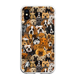Чехол iPhone XS Max матовый Породы собак, цвет: 3D-белый