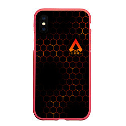 Чехол iPhone XS Max матовый Apex Legends: Orange Carbon, цвет: 3D-красный