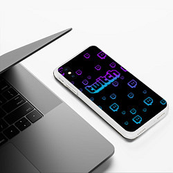 Чехол iPhone XS Max матовый Twitch: Neon Style, цвет: 3D-белый — фото 2