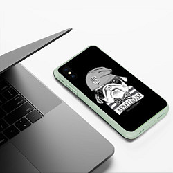 Чехол iPhone XS Max матовый Мопс бандит, цвет: 3D-салатовый — фото 2