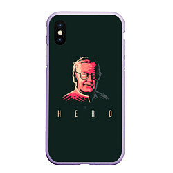 Чехол iPhone XS Max матовый Stan Lee The hero, цвет: 3D-светло-сиреневый