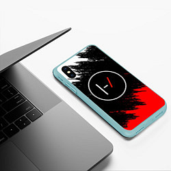 Чехол iPhone XS Max матовый 21 Pilots: Black & Red, цвет: 3D-мятный — фото 2