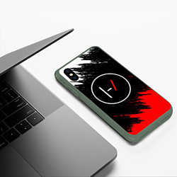 Чехол iPhone XS Max матовый 21 Pilots: Black & Red, цвет: 3D-темно-зеленый — фото 2