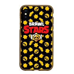 Чехол iPhone XS Max матовый Brawl Stars: Yellow Style, цвет: 3D-коричневый