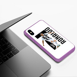 Чехол iPhone XS Max матовый Ronaldo the best, цвет: 3D-фиолетовый — фото 2