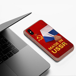 Чехол iPhone XS Max матовый MADE IN USSR, цвет: 3D-коричневый — фото 2