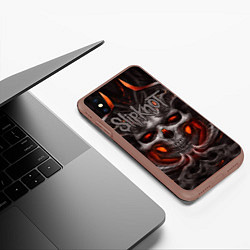 Чехол iPhone XS Max матовый Slipknot: Hell Skull, цвет: 3D-коричневый — фото 2