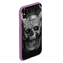 Чехол iPhone XS Max матовый Slipknot: Devil Skull, цвет: 3D-фиолетовый — фото 2