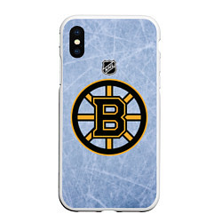 Чехол iPhone XS Max матовый Boston Bruins: Hot Ice, цвет: 3D-белый